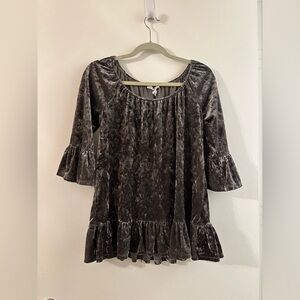 Silver Velvet Bell Sleeve Tunic